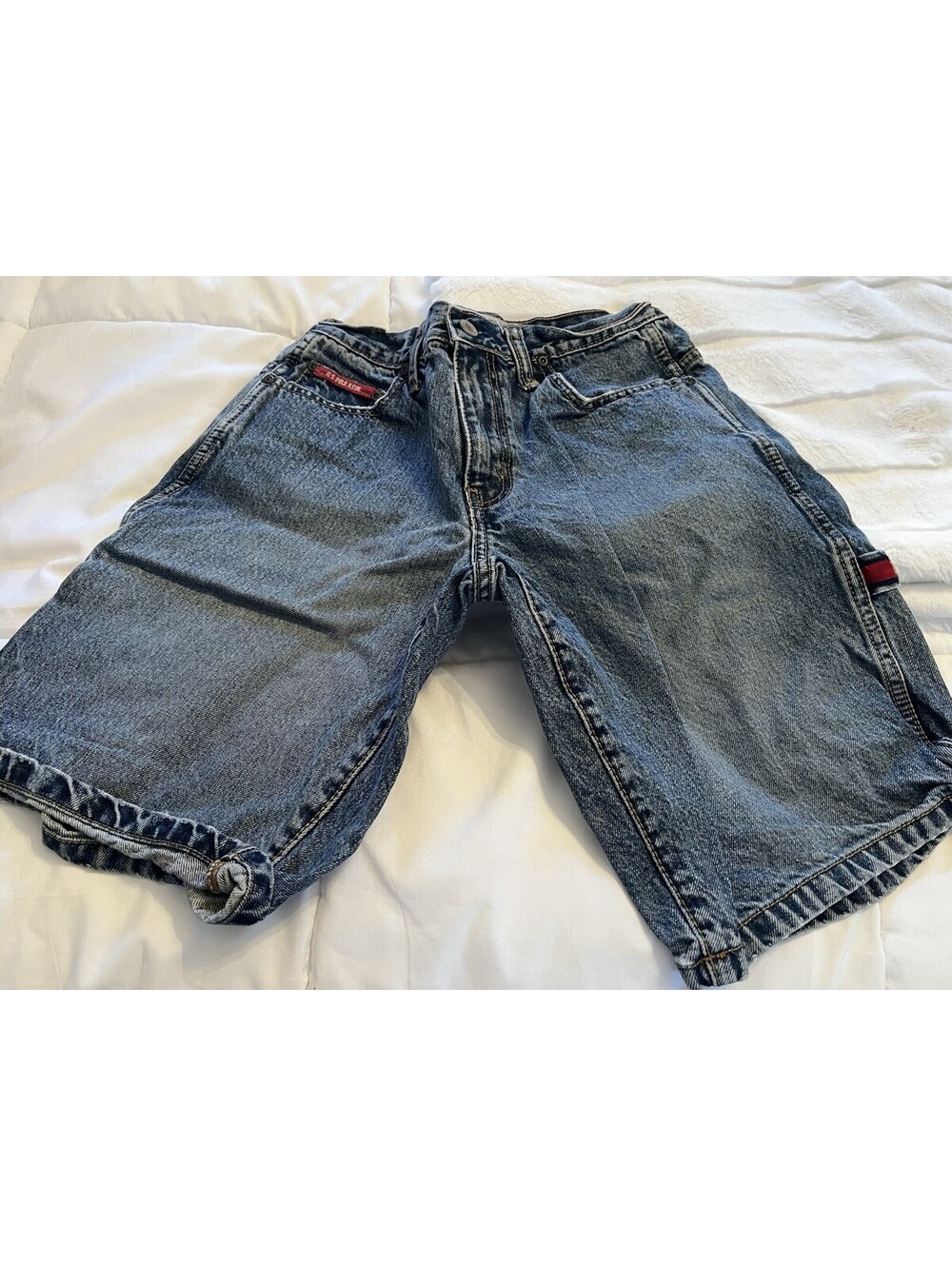 U.S. Polo Assn. Boys' Blue Denim Cargo Shorts 100% Cotton Size 14